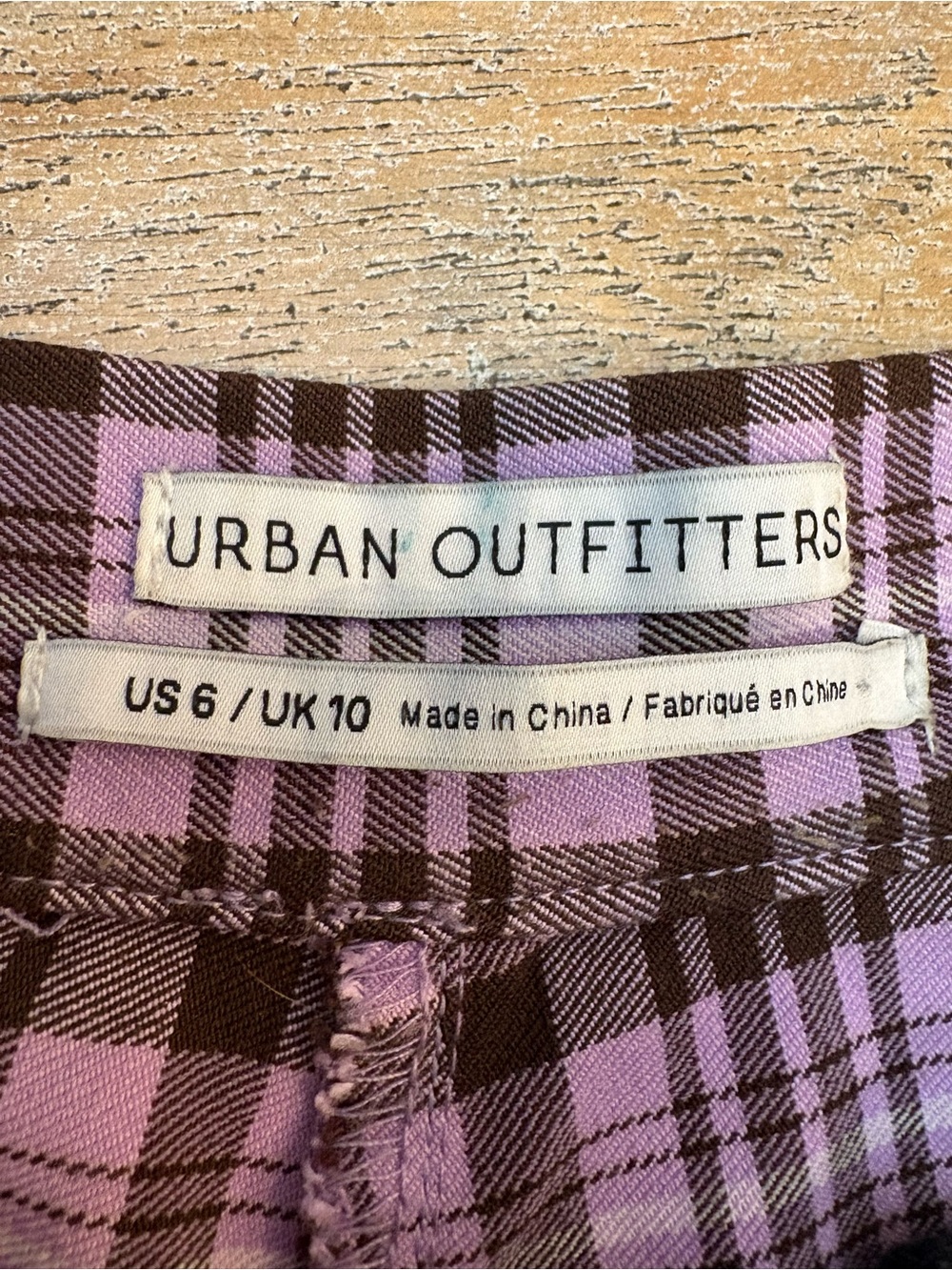 Urban Outfitters Purple Plaid Zip Pants High Rise Stretch Size 6 - Picture 6 of 8